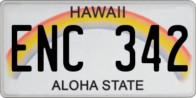 HI license plate ENC342