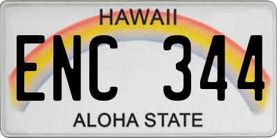 HI license plate ENC344