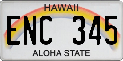 HI license plate ENC345
