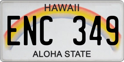 HI license plate ENC349