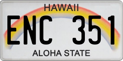 HI license plate ENC351