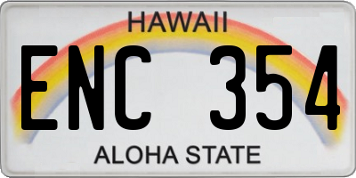 HI license plate ENC354