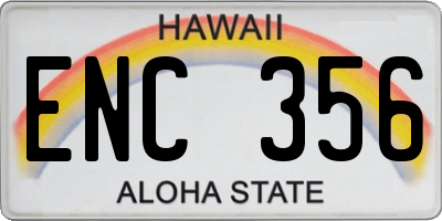 HI license plate ENC356