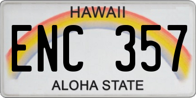HI license plate ENC357