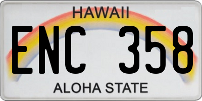 HI license plate ENC358