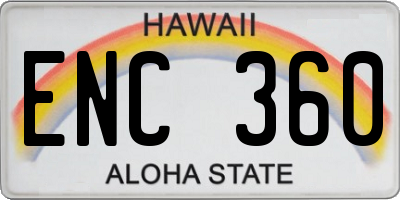 HI license plate ENC360