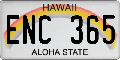 HI license plate ENC365