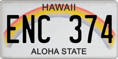 HI license plate ENC374