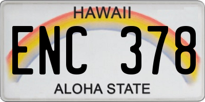 HI license plate ENC378