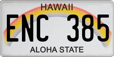 HI license plate ENC385