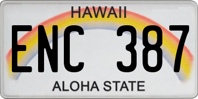 HI license plate ENC387