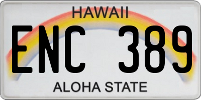 HI license plate ENC389