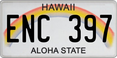HI license plate ENC397