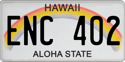 HI license plate ENC402