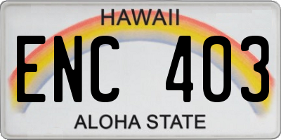 HI license plate ENC403