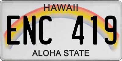 HI license plate ENC419