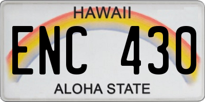 HI license plate ENC430