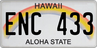 HI license plate ENC433