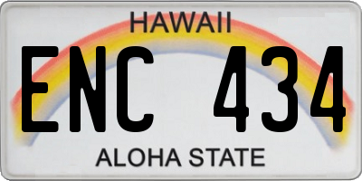 HI license plate ENC434