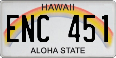 HI license plate ENC451