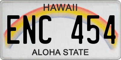 HI license plate ENC454
