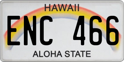 HI license plate ENC466