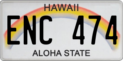 HI license plate ENC474