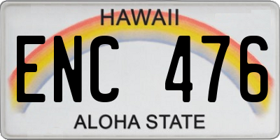 HI license plate ENC476