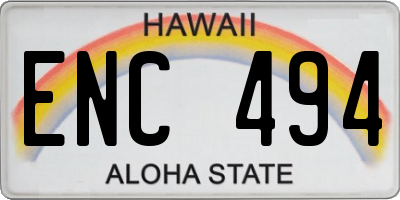 HI license plate ENC494