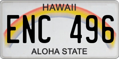 HI license plate ENC496