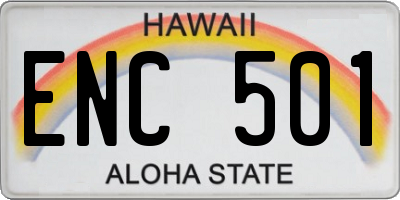 HI license plate ENC501