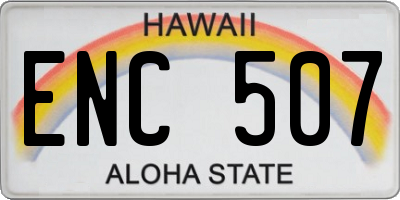 HI license plate ENC507