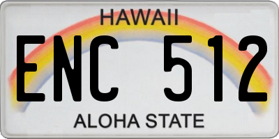 HI license plate ENC512