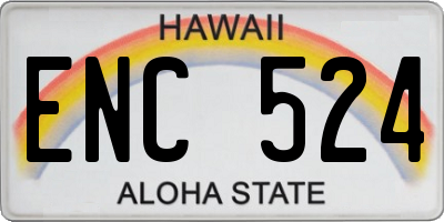 HI license plate ENC524