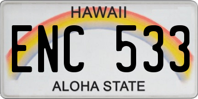 HI license plate ENC533