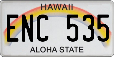 HI license plate ENC535