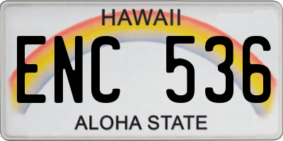 HI license plate ENC536