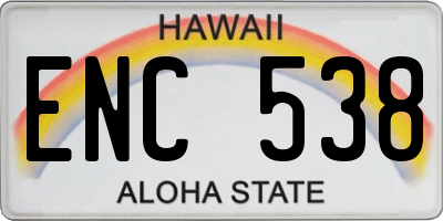 HI license plate ENC538