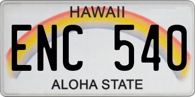 HI license plate ENC540