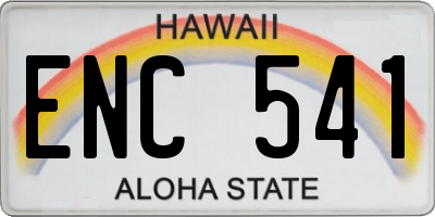 HI license plate ENC541