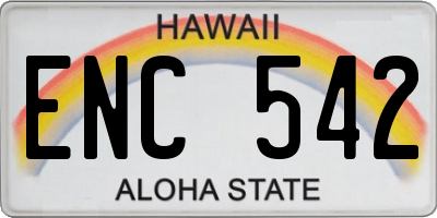 HI license plate ENC542