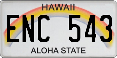 HI license plate ENC543
