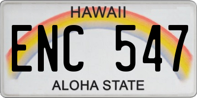 HI license plate ENC547