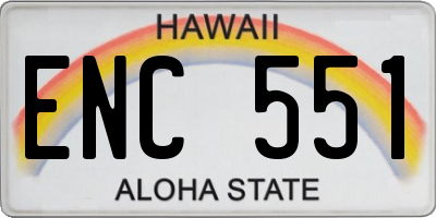 HI license plate ENC551