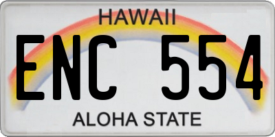 HI license plate ENC554
