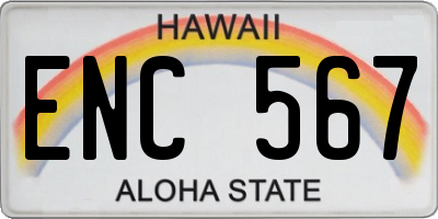HI license plate ENC567