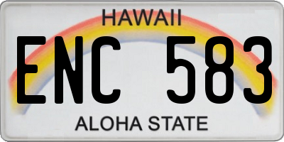 HI license plate ENC583
