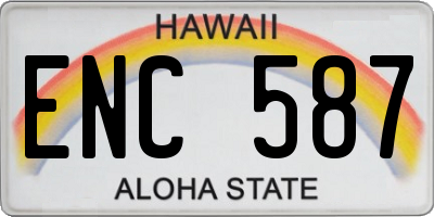 HI license plate ENC587