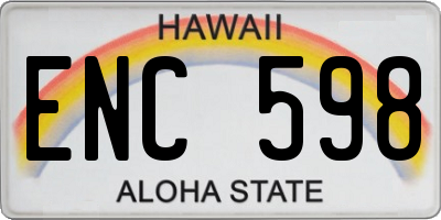 HI license plate ENC598