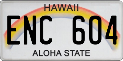 HI license plate ENC604